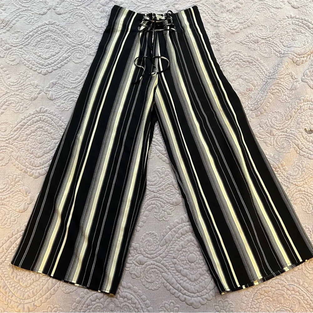 Green Envelope black/white striped pants. Size Large.